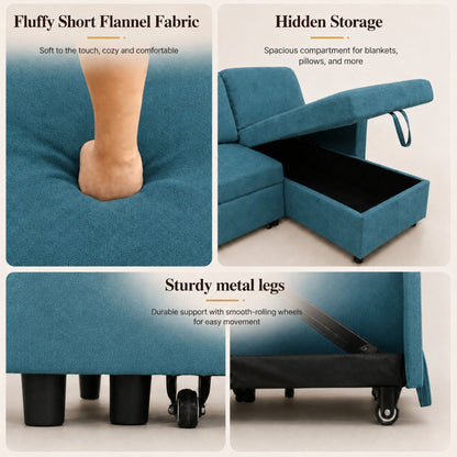 L - Shaped Convertible Sofa Bed With Storage Chaise