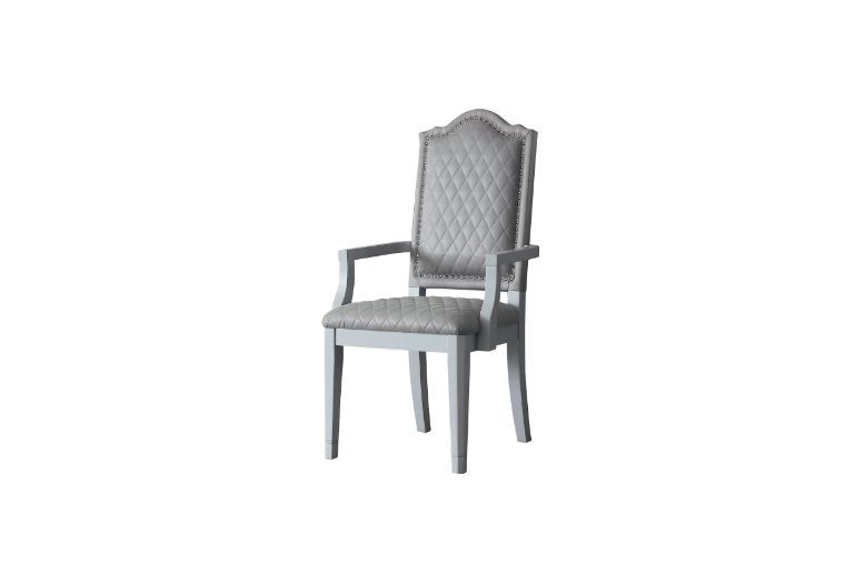 House - Marchese Chair (Set of 2) - Two Tone Gray Fabric & Pearl Gray Finish