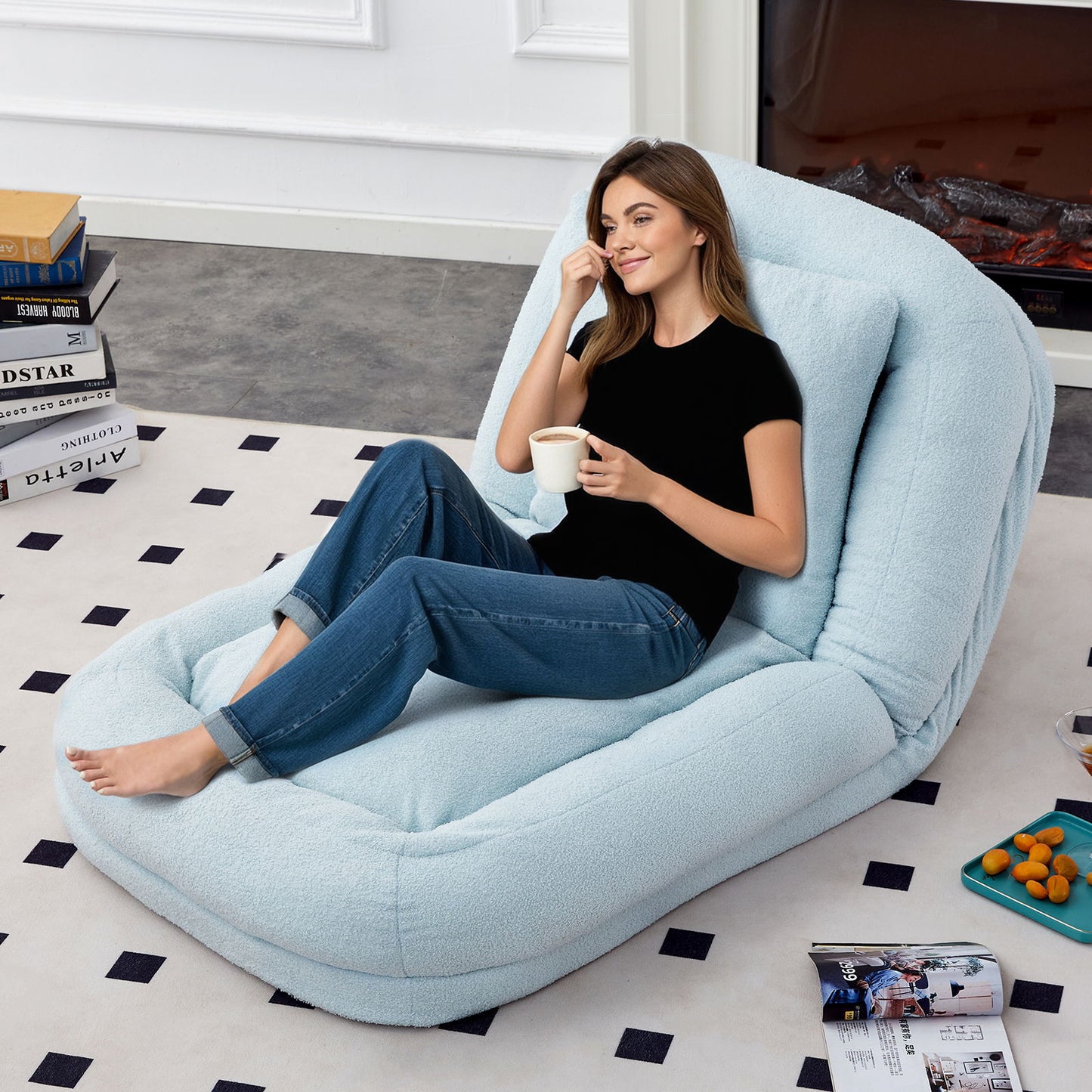 Contemporary Folding Sofa Chair With 5 Adjustable Positions For Gaming, Meditation, And Relaxation