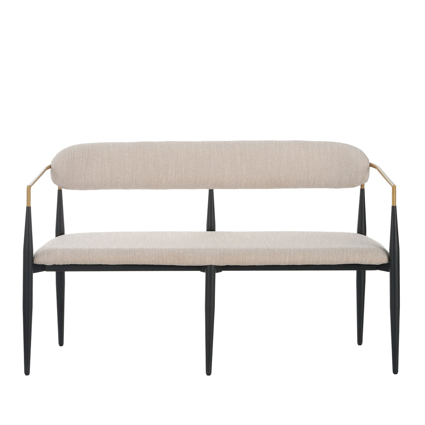 Modern Upholstered Loveseat Settee - Beige / Black / Gold
