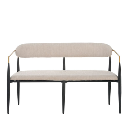 Modern Upholstered Loveseat Settee - Beige / Black / Gold