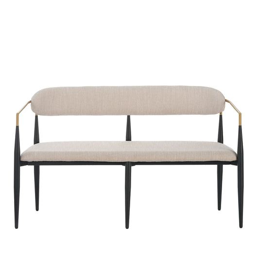 Modern Upholstered Loveseat Settee - Beige / Black / Gold