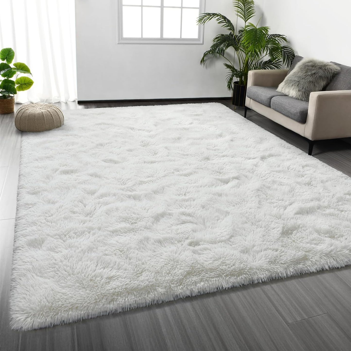 white fuzzy rug