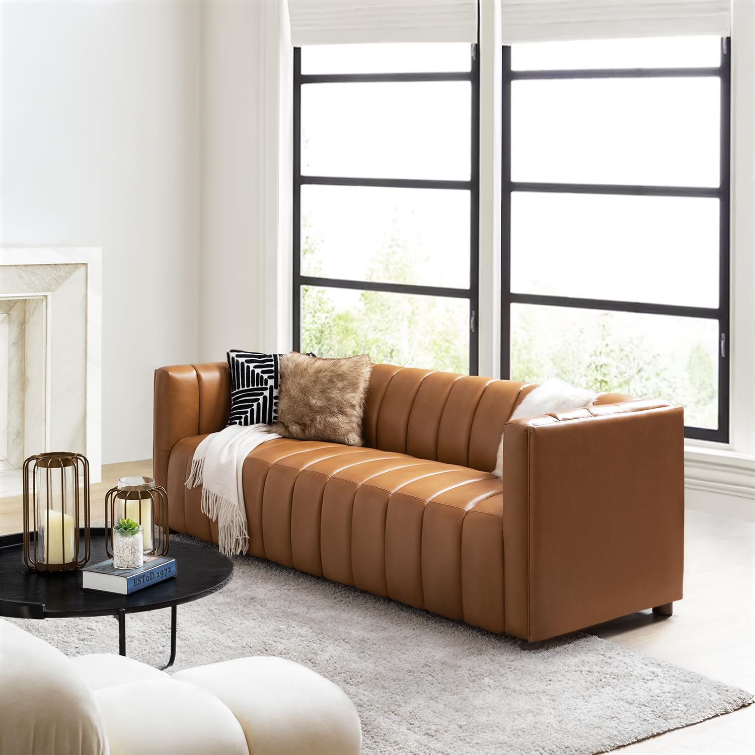 HULALA HOME Genuine Leather Sofa - Thumbnail 2
