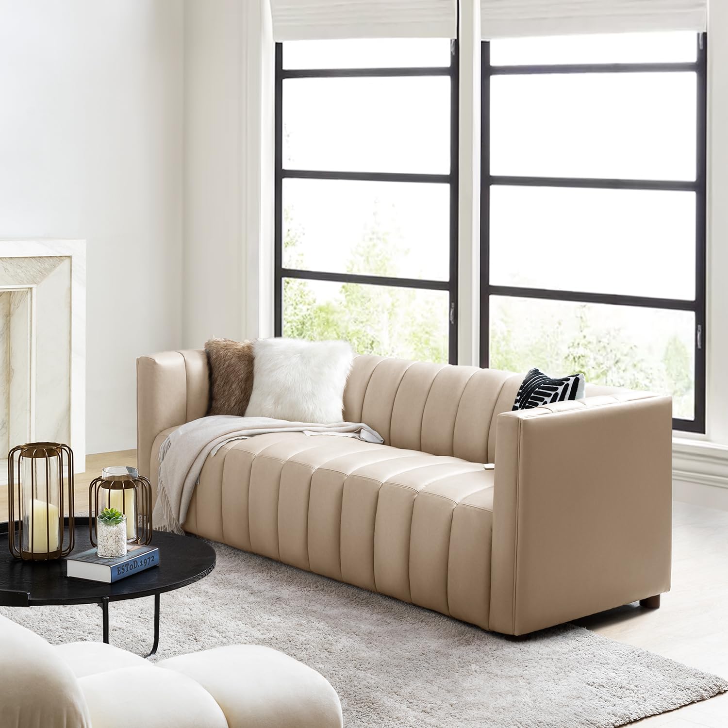 HULALA HOME Genuine Leather Sofa - Thumbnail 4
