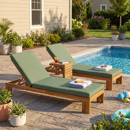 Outdoor Chaise Lounge Set & Side Table, 5 Position Adjustable Patio Recliner