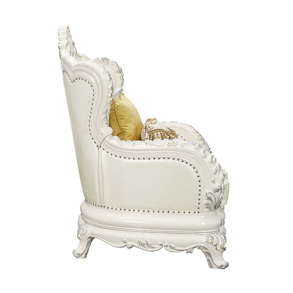 Adara - Chair - White PU & Antique White Finish