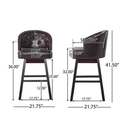 360 Degree Swivel Bar Stool With Stunning Nailhead Trim (Set of 2)