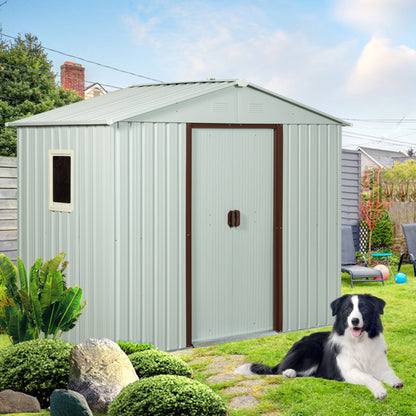 88.98" Outdoor Metal Storage Shed With Window