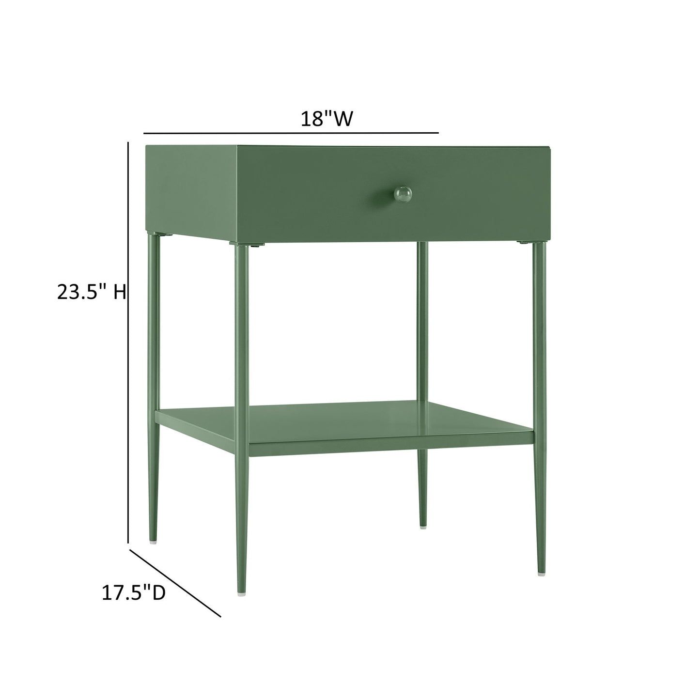 Colette - 1 Drawer Nightstand With Bottom Shelf - Green