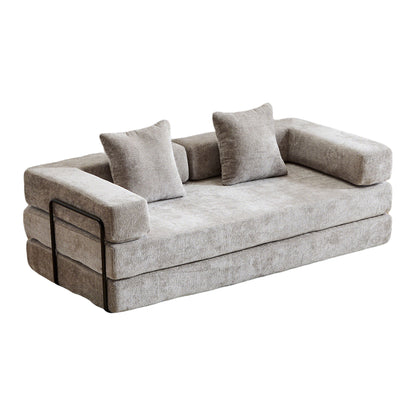 Convertible Floor Sofa Bed With Pillow Back Support Armrest