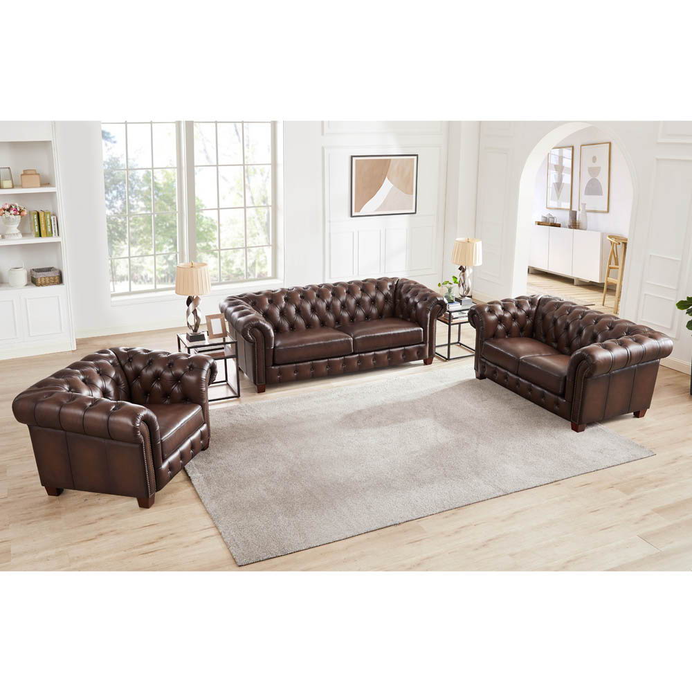 Versailles - Leather Sofa - Caramel