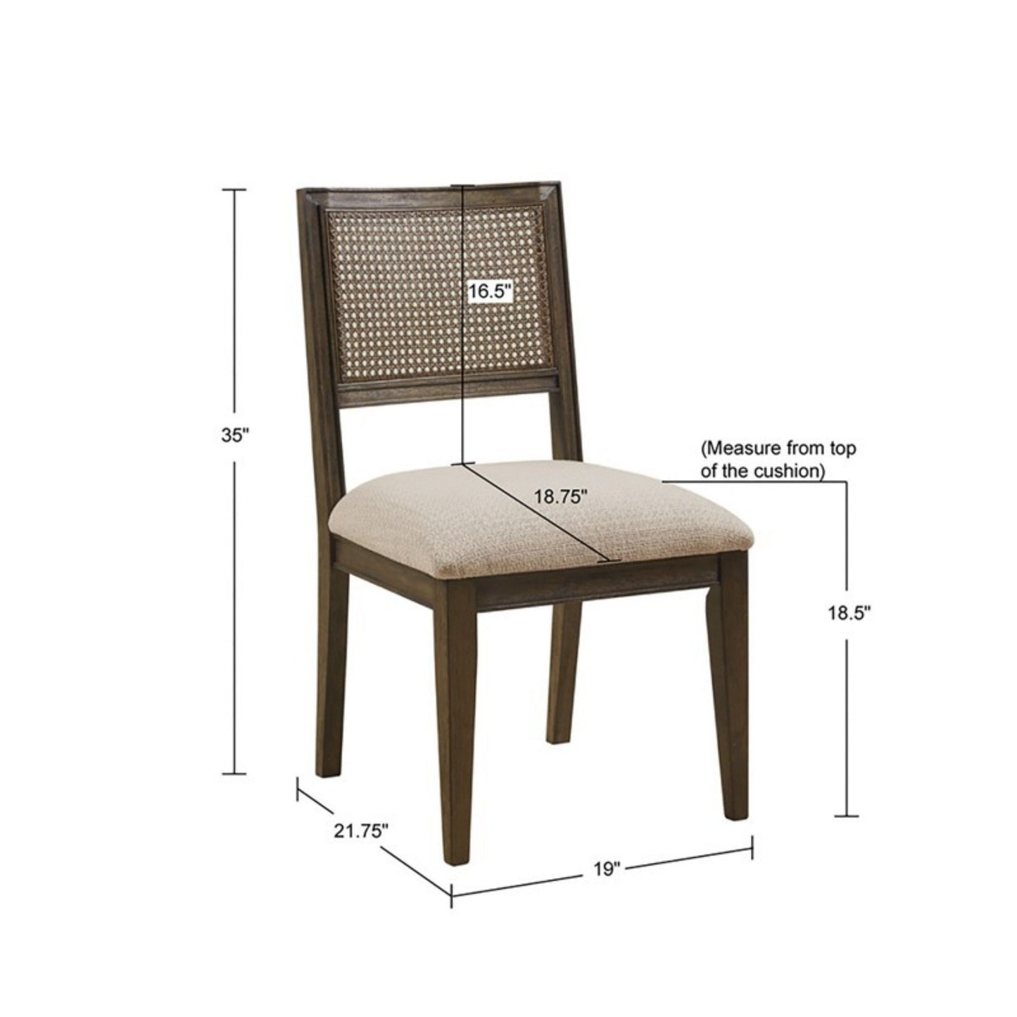 Modern Armless Dining Chair With Cane Back (Set of 2)