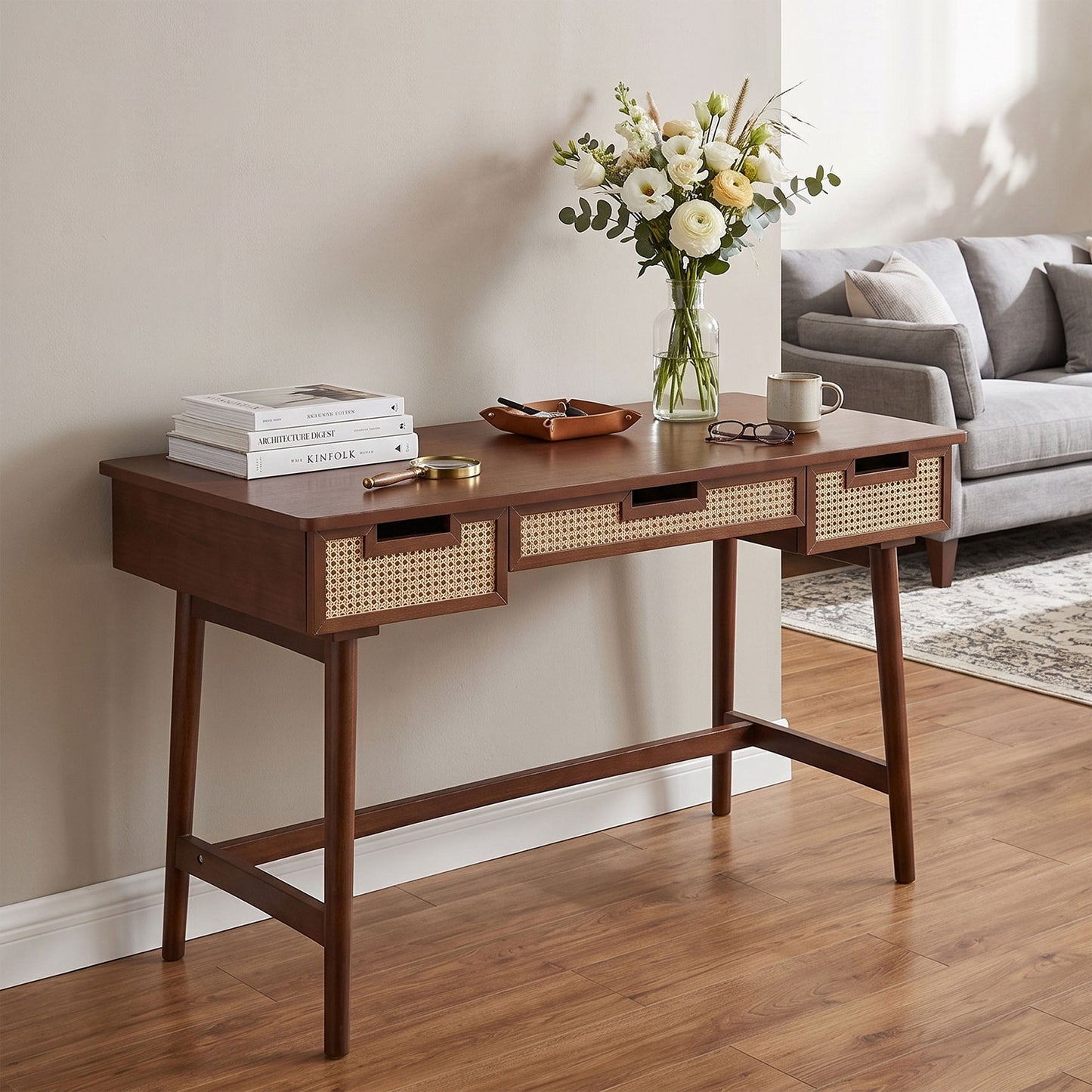Writing Desk With 3 Drawers For Living Room
