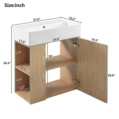 Modern Floating Bathroom Vanity With Ceramic Basin Perfect For Small Bathrooms