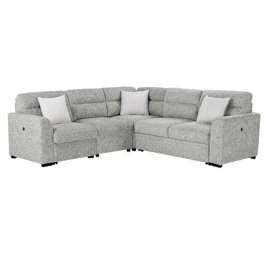 Emiliano - Sectional Sofa With 3 Pillows - Nickel