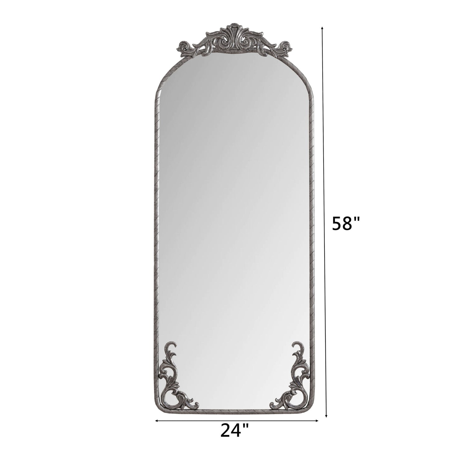 Full Body Arched Mirror With Vintage Carved Applique