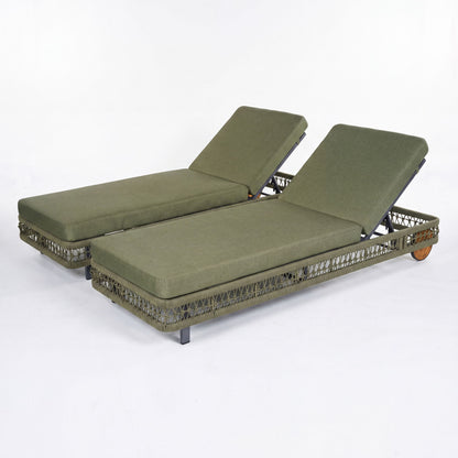Outdoor Chaise Lounge & Wheels, 5 Position Adjustable Backrest