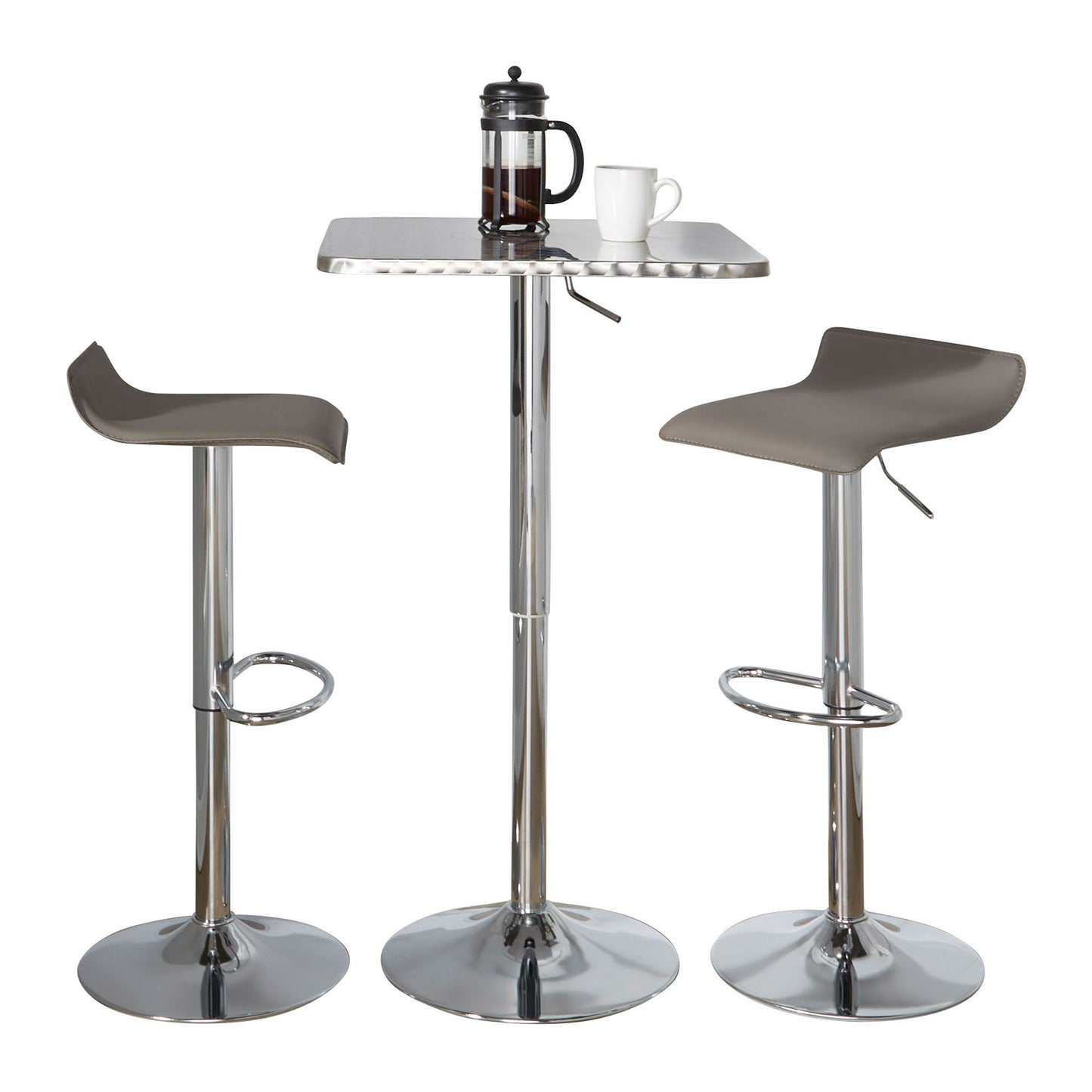 Ale - 3 Piece Bar Set Bistro Square Contemporary Adjustable Oval Footrest