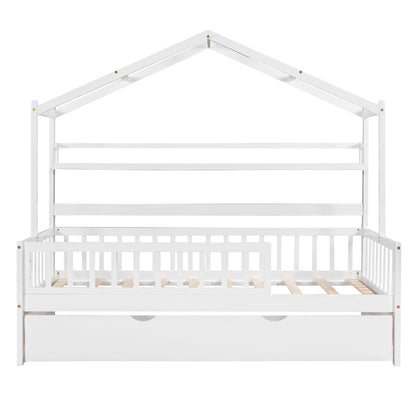 Playhouse Bed With Trundle, Kids Bed With Shelf