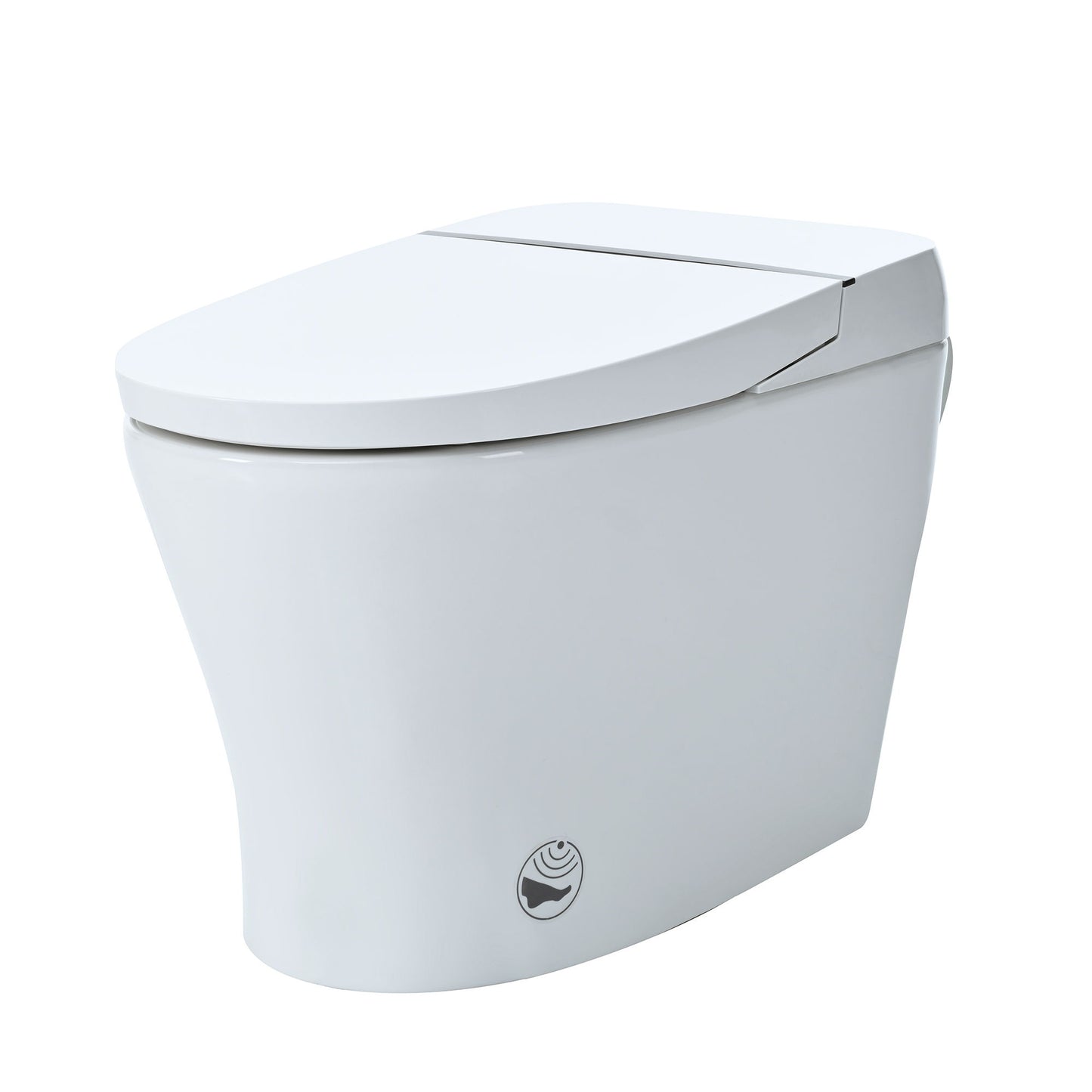 Heated Seat Smart Toilet Without Bidet, Upmarket Compact Dual Flush Toilet 1 / 1.28 Gpf, Tank Less Toilet With Adjustable Temp Heated Seat, Foot Sensor Flush - White Night Light, Knob Control, Power Out