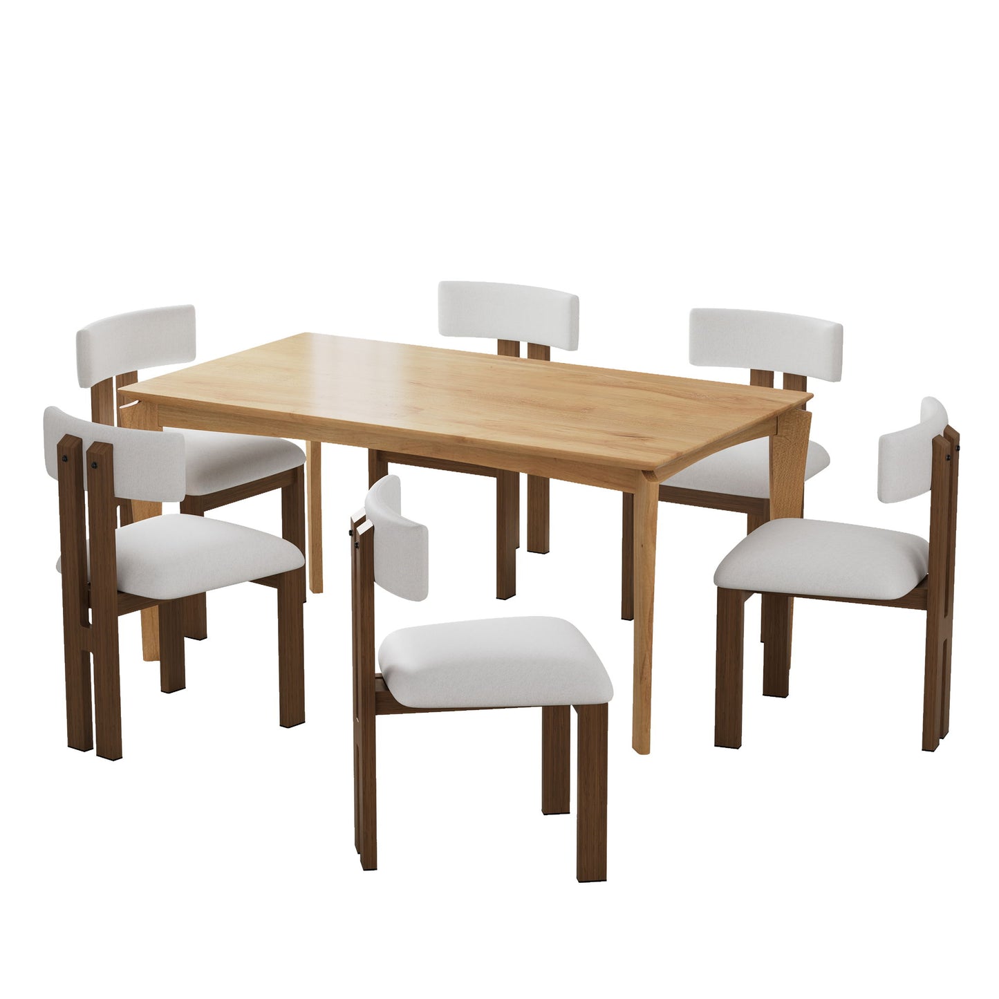 7 Piece Dining Set With Upholstered Armless Chairs And Table