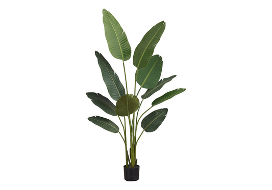 60" Tall, Artificial Plant, Bird Of Paradise Tree, Indoor, Faux, Fake, Floor, Greenery, Potted, Decorative - Green / Black