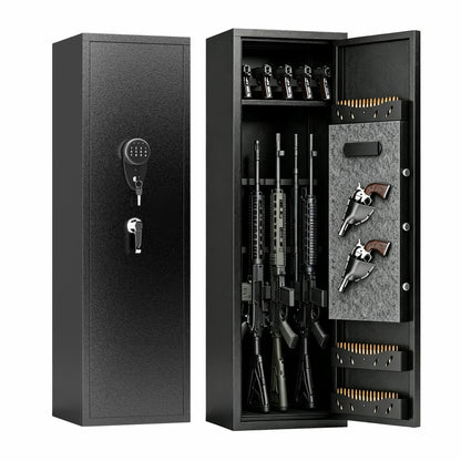 Gun Safe For Rifles & Handguns, Keypad Lock Security Storage Cabinet - Black