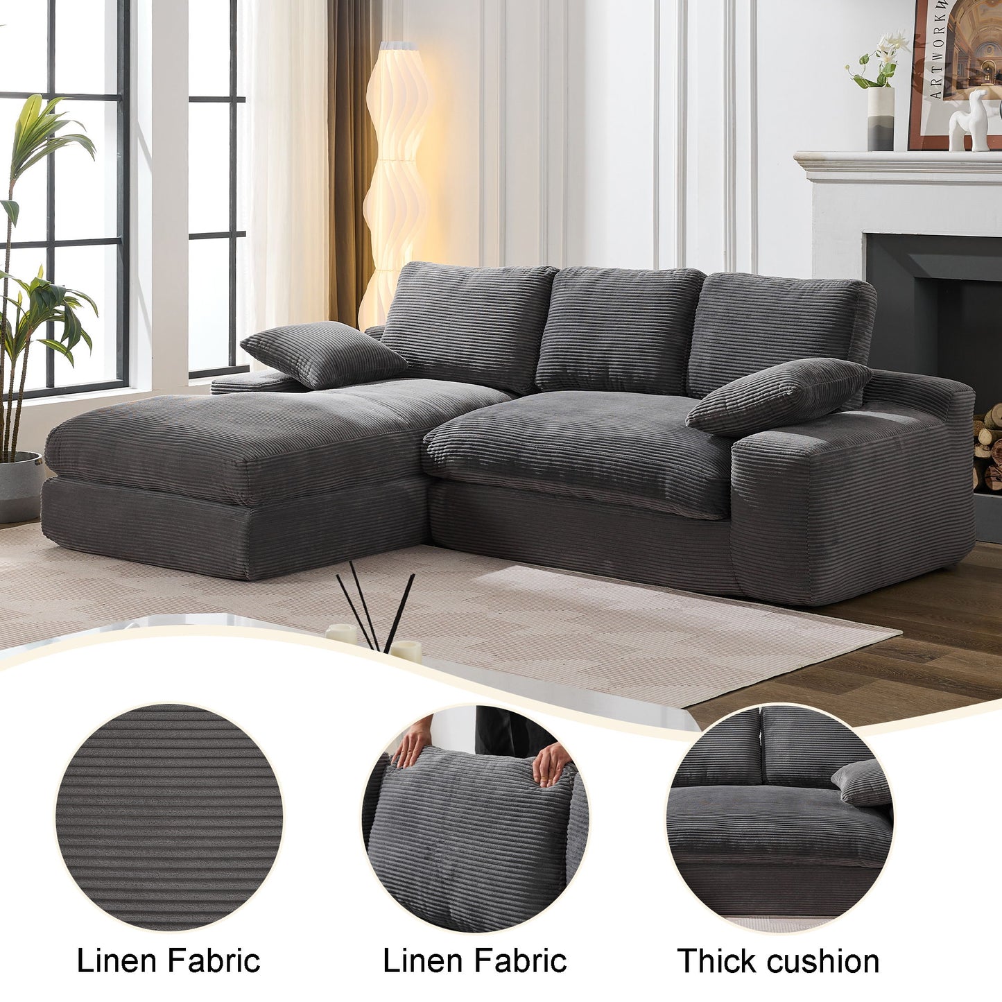 Modern Minimalist Modular Sectional Sofa Set, Upholstered Sleeper Couch