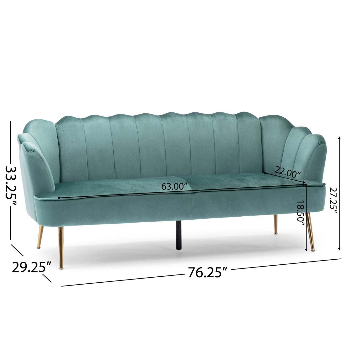 Modern Glam 3 Seater Sofa With Velvet Texture