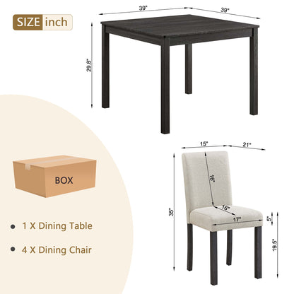 5 Piece Dining Table Set For 4, Small Kitchen Table With 4 Fabric Chairs