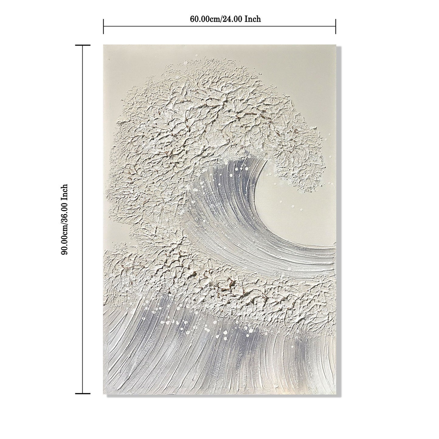 Ocean Wave Wall Art, Textured Canvas Painting With Accents (Set of 2) - Sage Green+Gold
