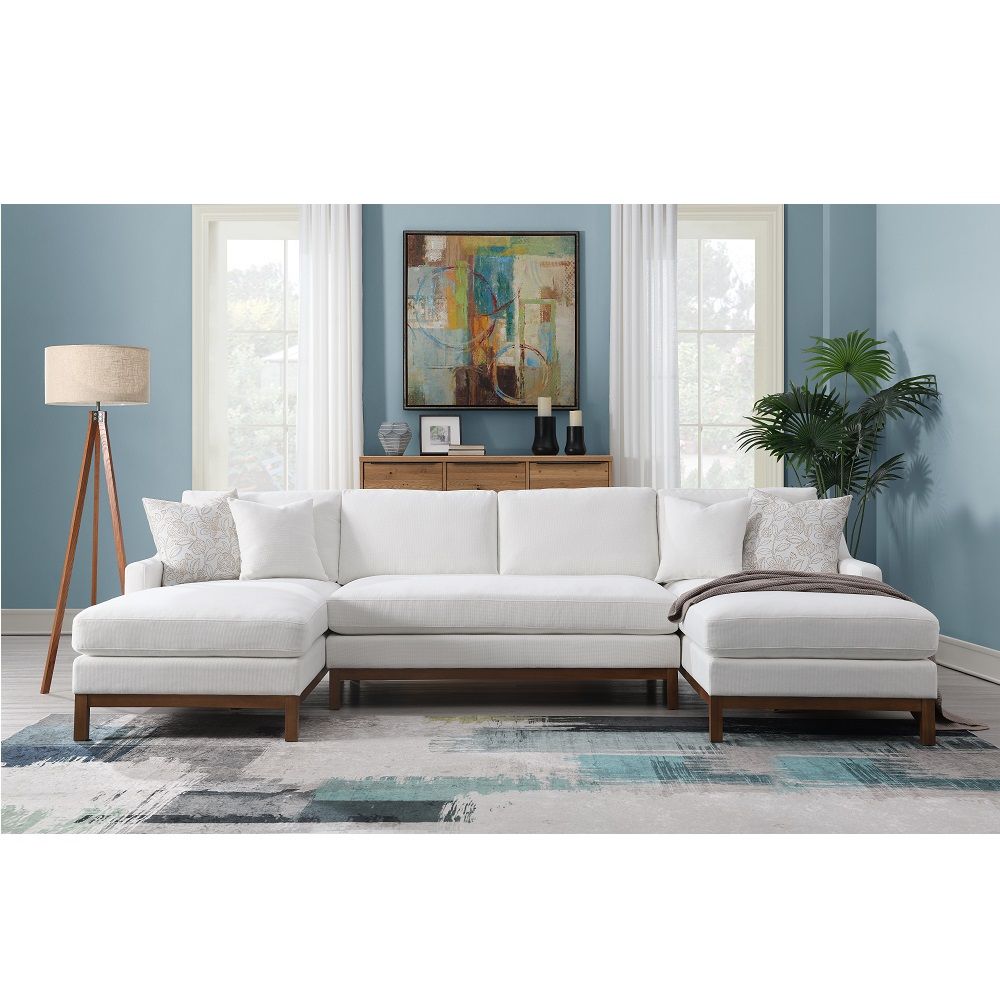 Valiant - Sectional Sofa - Ivory Chenille