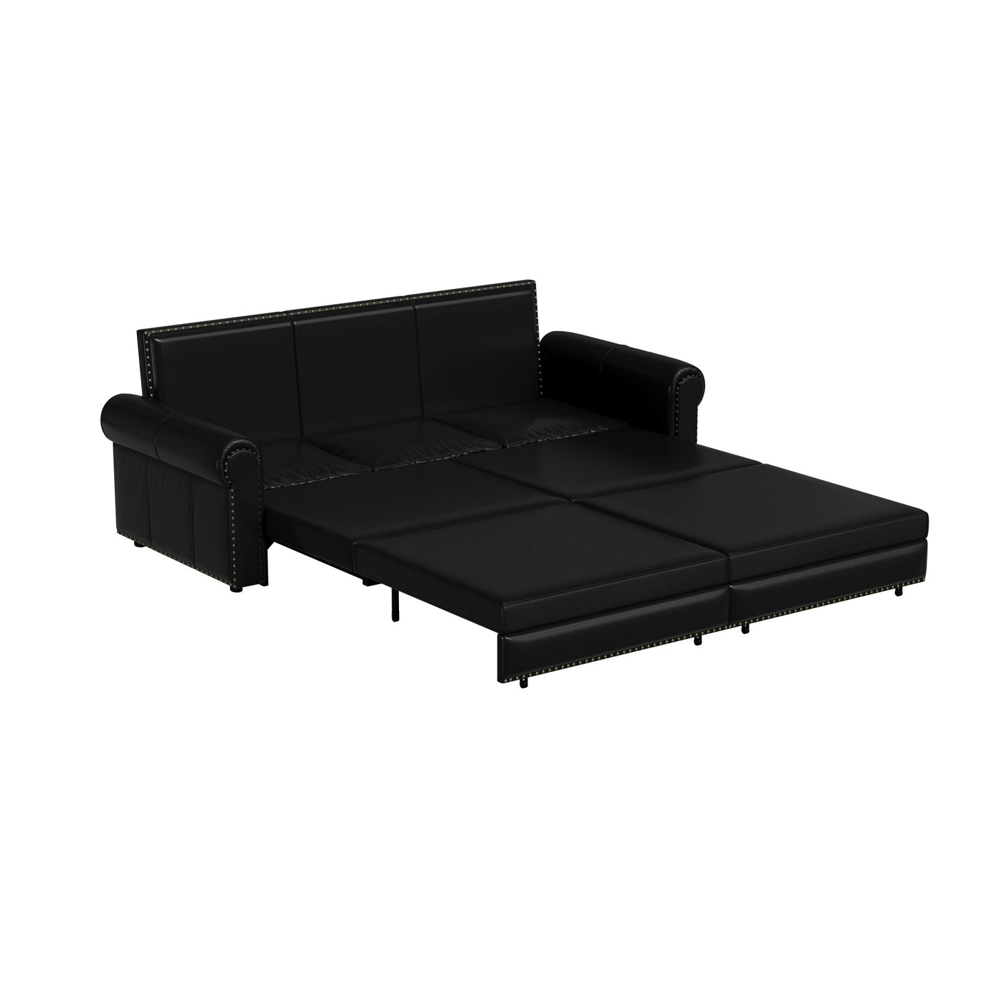 Pull Out Sofa Bed 3 In 1 Velvet Convertible Sleeper Sofa With Nailhead Trim & Rolled Arm, Multi Functional