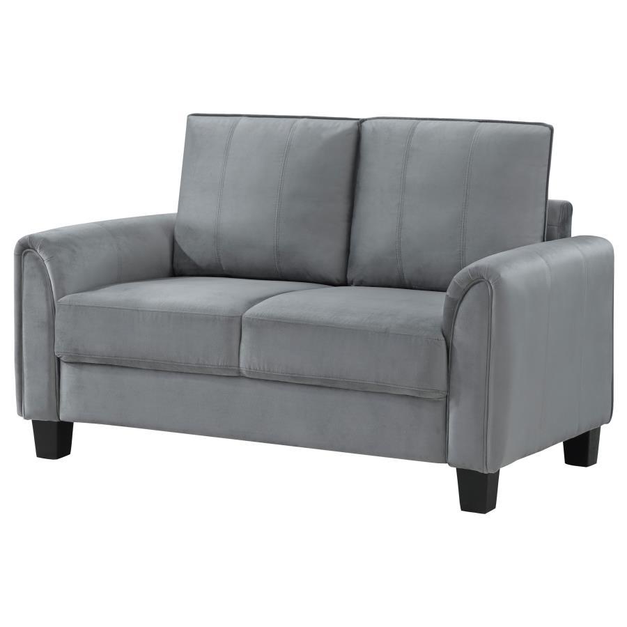 Davis - Upholstered Rolled Arm Loveseat - Gray