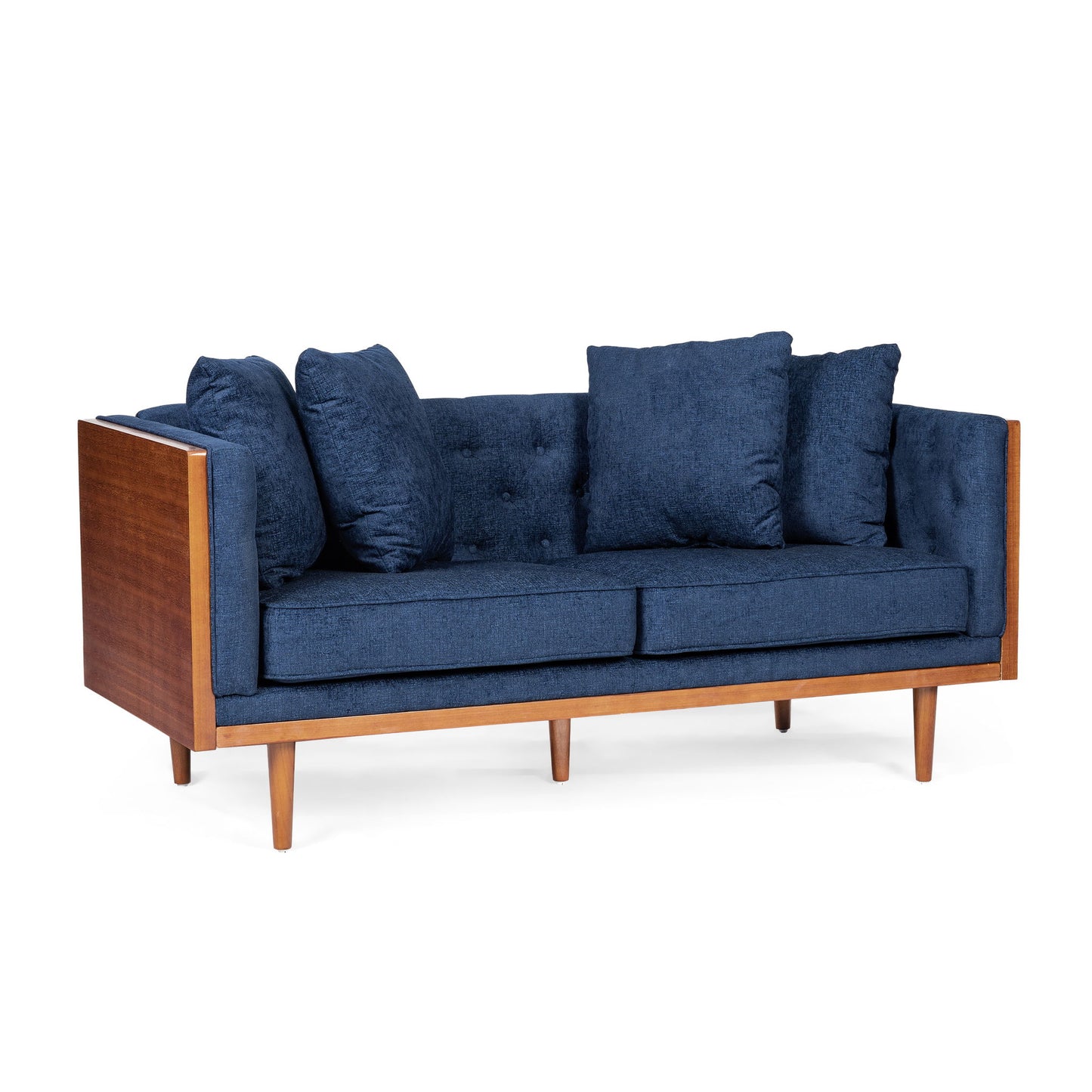 Retro Modern Loveseat With Button Tufted Upholstery