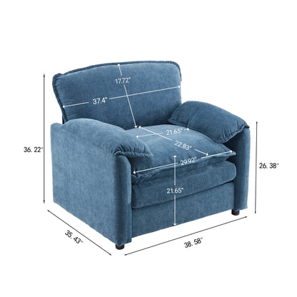Oversized Reading Armchair With Thick Cushions, High Back Support