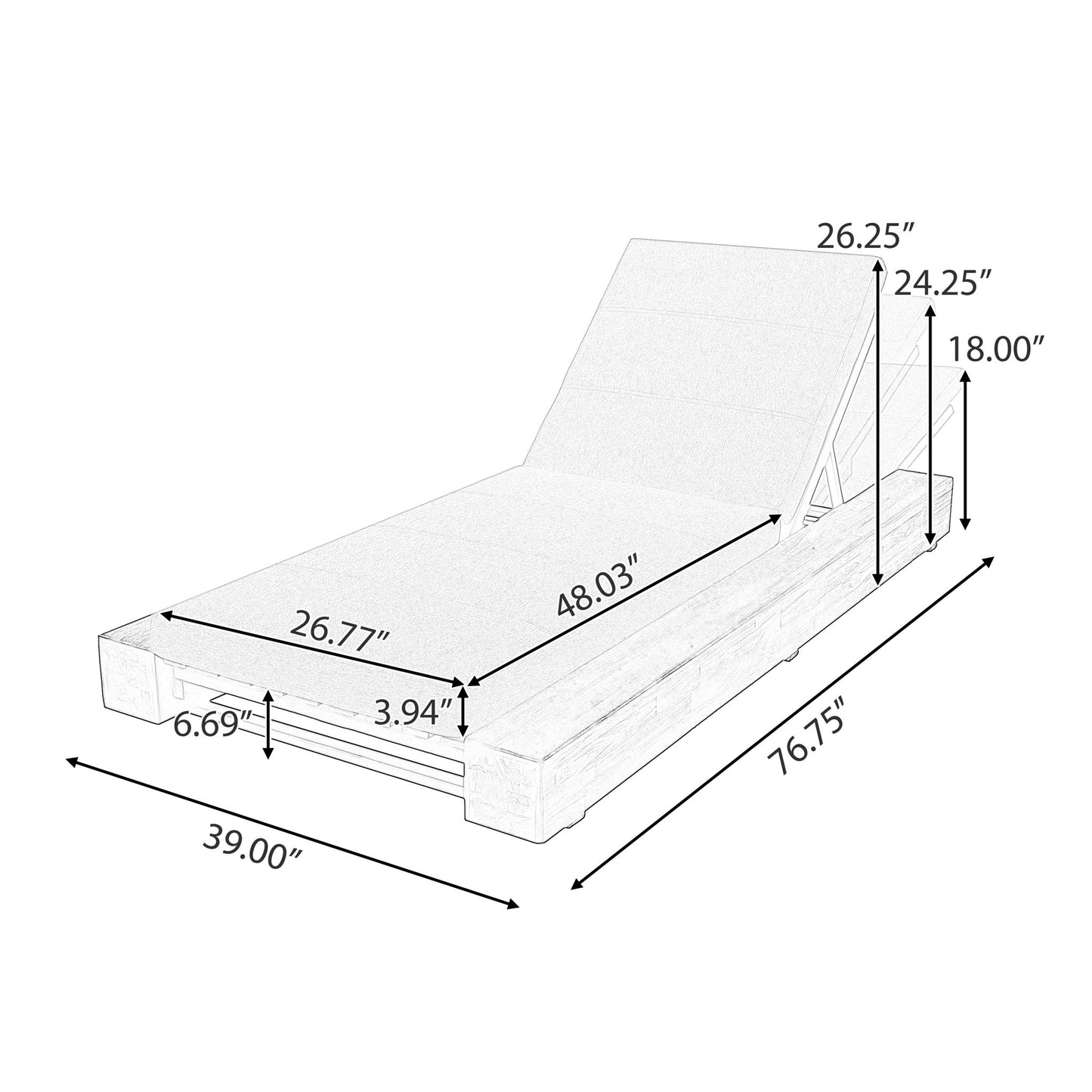 Outdoor Chaise Lounges With Water-Resistant Cushions, Adjustable Backrest