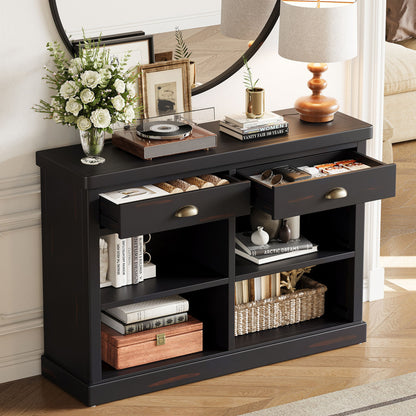 Console Table With 2 Drawers And Open Shelves