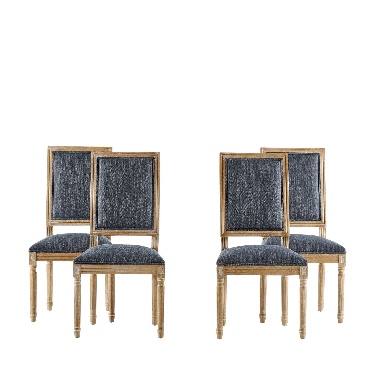 French Country Style Dining Chair With Upholstered Seating And Fluted Legs