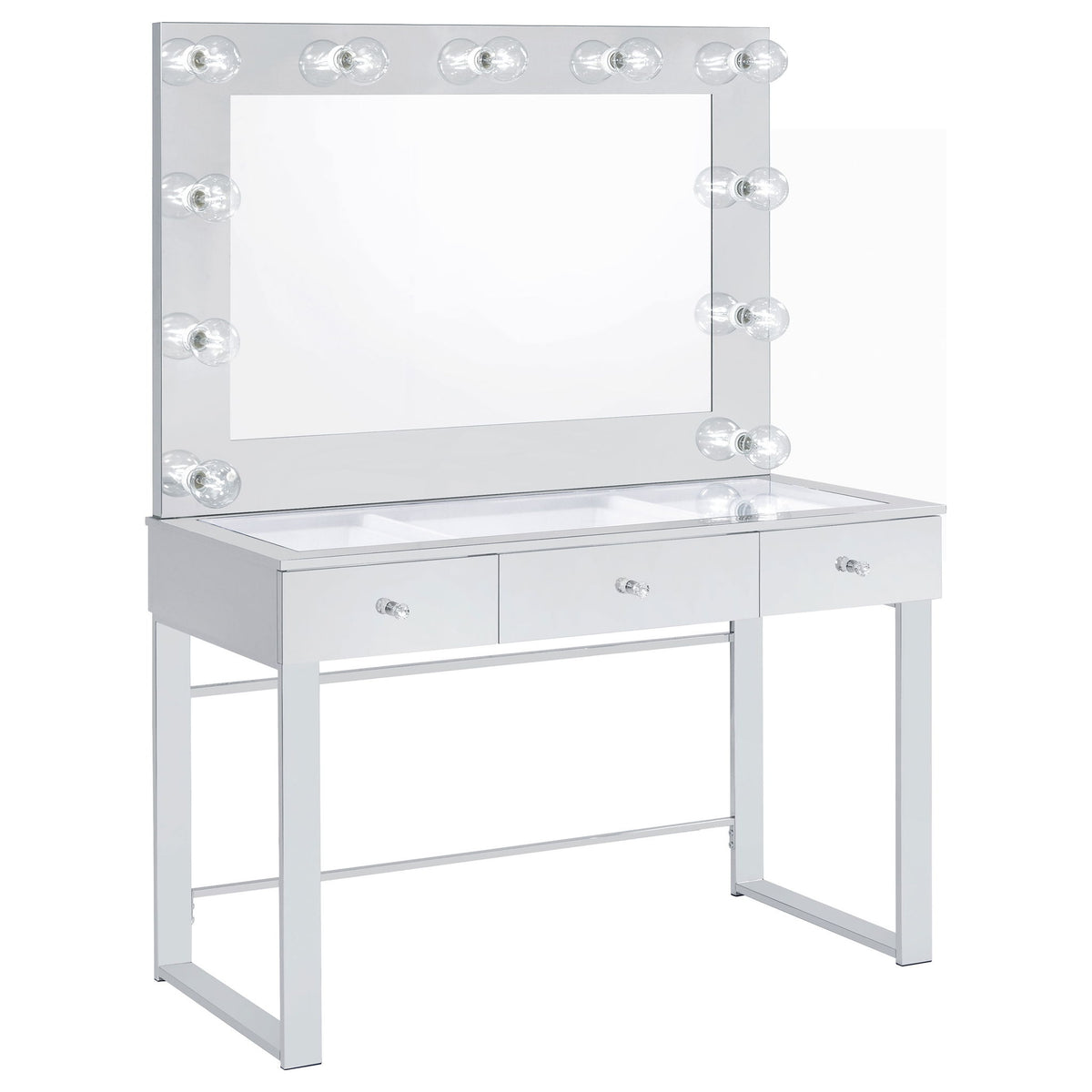 Trevor - 3 Drawer Makeup Vanity Table With Mirror - Chrome