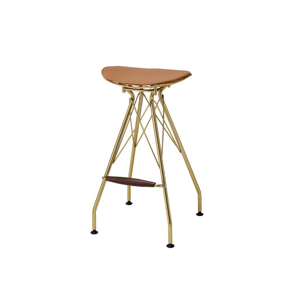 Dragea - Bar Stool (Set of 2) - Whiskey PU & Gold