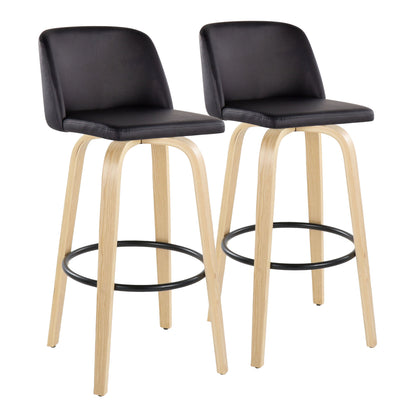 Toriano - Contemporary Fixed Height Barstool Swivel And Round Footrest (Set of 2)