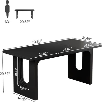 Rectangular Dining Table For 6 - 8 People With Pedestal Base