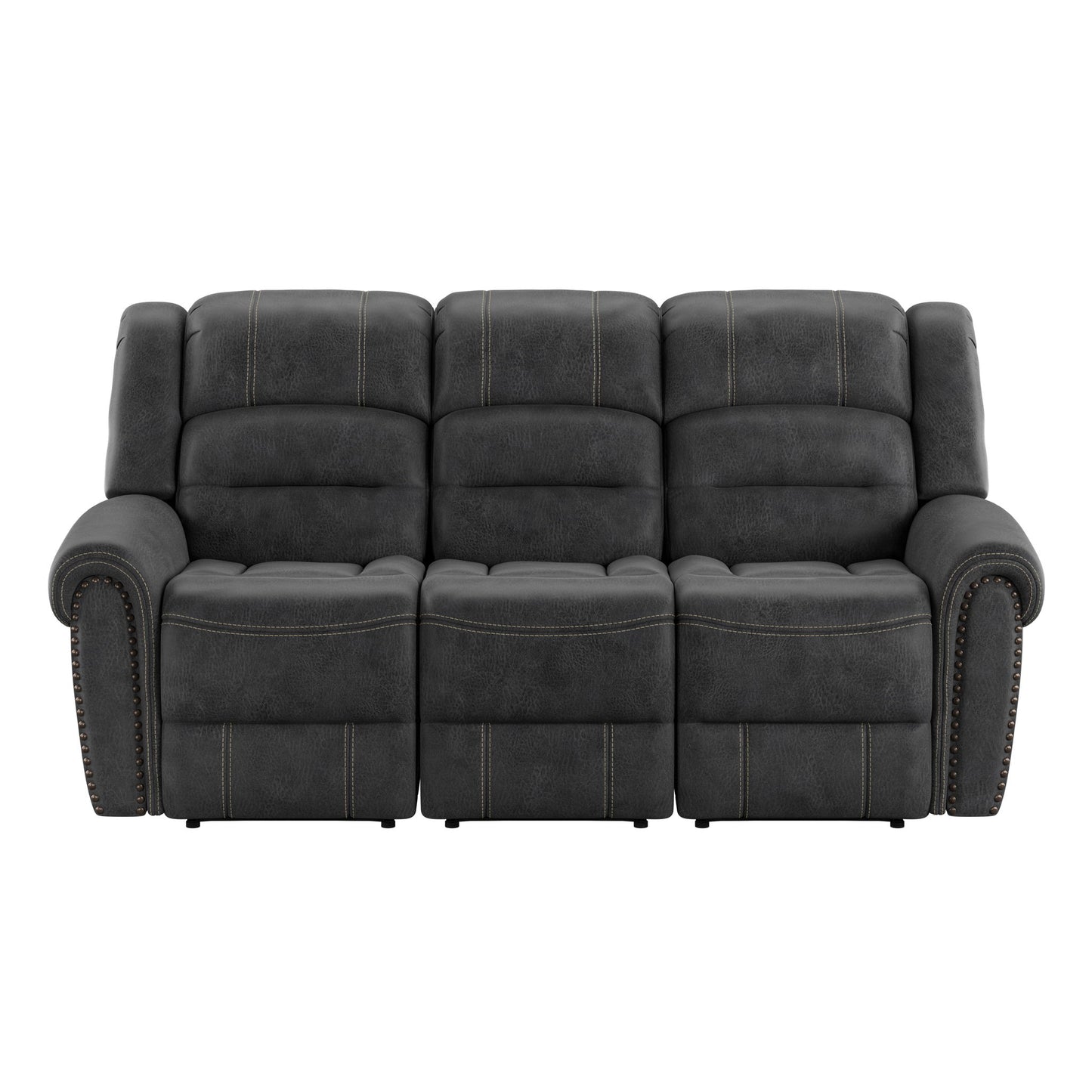 Reclining Sofa - Gray - Faux Leather