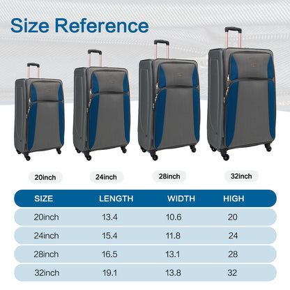 4 Piece Set Softshell Luggage