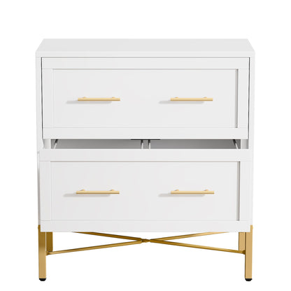 2 Drawer Lateral File Cabinet With Anti Tilt Safety, Filing Storage For Letter / Legal / A4 Files - White