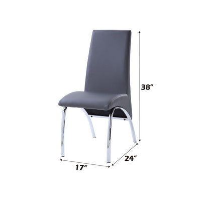 Noland - Side Chair (Set of 2) - Gray Synthetic Leather & Chrome