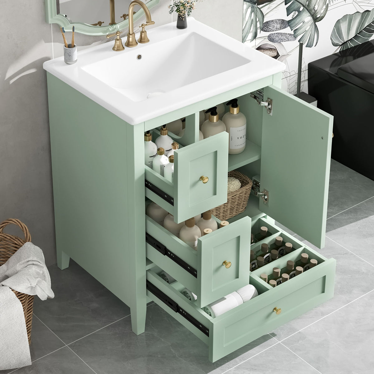 Bathroom Vanity With Storage, Removable Dividers