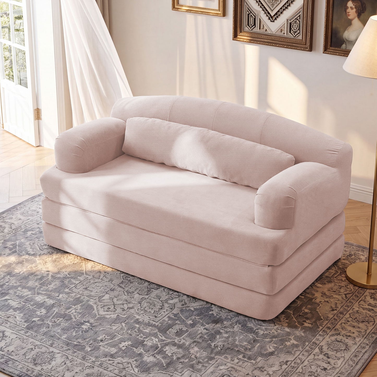 2 Seater Sofa Bed, Compact Foldable Floor Couch